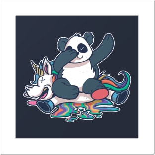 Dabbing Panda Smashing Unicorn Funny Posters and Art